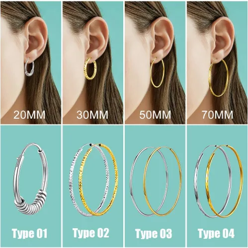 Vista 5 de Silvora Aretes de aro de plata 925 Steling para mujer, aros ligeros y grandes, aretes de aro grandes y gruesos de plata de 0.787 in1.181 in502.756 in