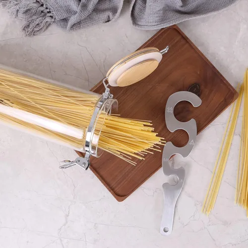 Vista 4 de Tarros de vidrio de borosilicato transparente con abrazadera de bloqueo hermético, tapas de bambú para cocina, sin BPA