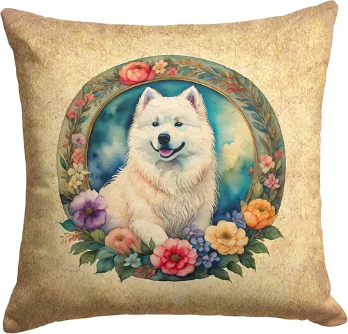 Vista 285 de Caroline's Treasures DAC2072PW1414 Affenpinscher and Flowers - Almohada decorativa de tela, lavable a máquina, para interiores y exteriores