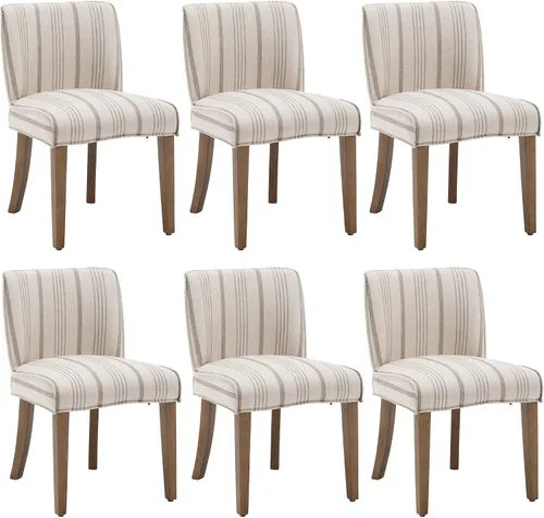 Vista 13 de chairus Juego de 2 sillas de comedor de granja, cómodas sillas de cocina tapizadas de tela de lino de madera marrón nogal, sillas de comedor