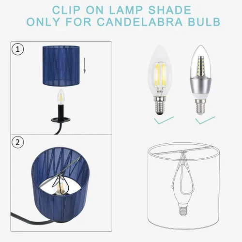 Vista 5 de LYON - Pantallas de organza pequeñas con clip para lámpara de pared, juego de 2, tambor pequeño, 5.2 x 5.2 x 5.2 pulgadas de alto, cinta organza