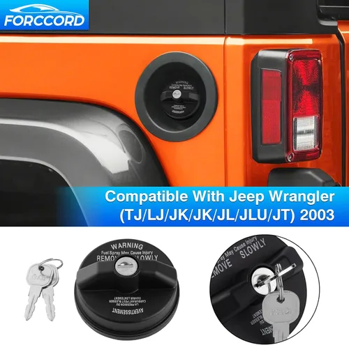 Vista 2 de Tapa de Gas con Bloqueo para Combustible Ajuste Personalizado para 03-22 23 24 25 26 Jeep Wrangler (TJ/LJ/JK/JK/JL/JLU/JT) Tapa de Gas con Bloqueo