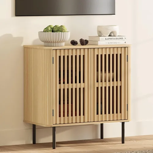 Vista 12 de WAMPAT 31.5" W Mid Century Modern TV Stand for Living Room, Bedroom, Black