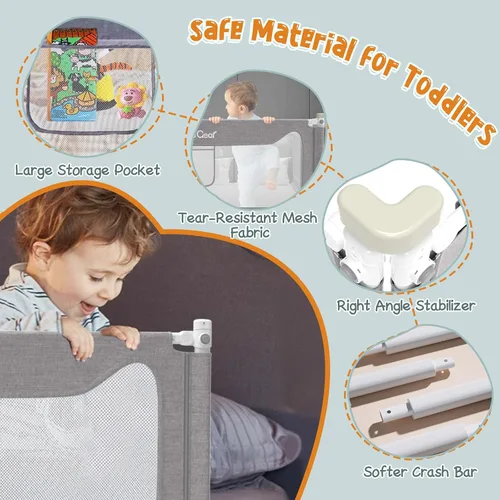 Vista 5 de G TALECO GEAR Riel de cama para niños pequeños, rieles laterales protectores estables, protector de baranda de cama para bebés para cama individual
