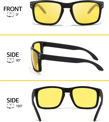 Vista 7 de SIPHEW Lentes de conducción nocturna para hombres y mujeres, lentes polarizados de visión nocturna antirreflejos, lentes tintados amarillos
