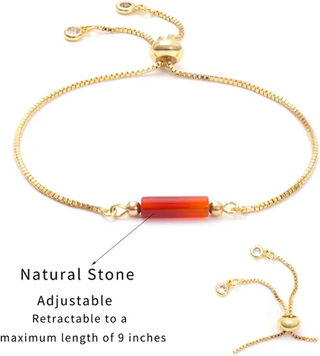 Vista 3 de Pulsera de cornalina cruda, pulsera ajustable, cristal, pulsera ajustable de oro