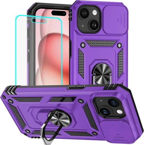 Vista 17 de HNHYGETE Funda para iPhone 12 Pro Max con protector de pantalla: [grado militar de 20 pies probada en caídas] Funda protectora para cámara Negro