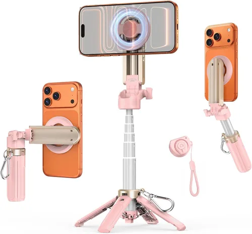 Vista 14 de Trípode para selfie stick con luz de relleno y control remoto Negro