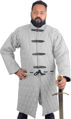Vista 9 de THE MEDIEVALS Abrigo acolchado Gambeson Chaqueta Aketon para SCA Azul aguamarina