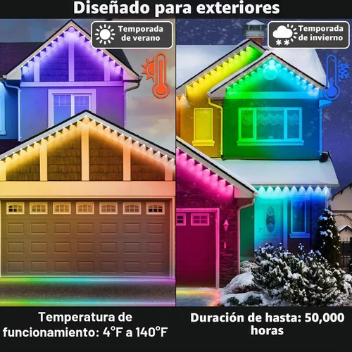 Vista 4 de SINLEY Luces RGB Permanentes para Exteriores de 100 Pies, Luces LED Inteligentes Impermeables para Aleros con Control por Aplicación/Control Remoto