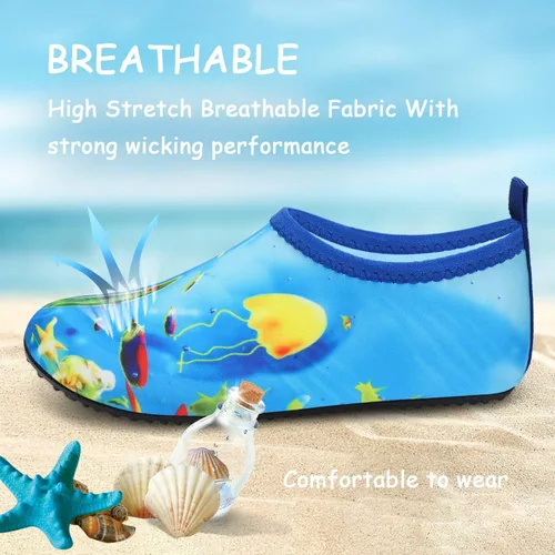 Vista 2 de ANLUKE Zapatos de agua para niños y niñas, calcetines acuáticos descalzos, de secado rápido, para playa, natación, deportes al aire libre, zapatos