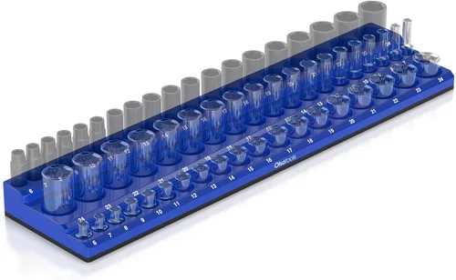 Vista 15 de Olsa Tools - Organizador magnético de llaves de vaso (accionamiento de 3/8 de pulgada, 3 filas) - Organizador de herramientas magnético y soporte