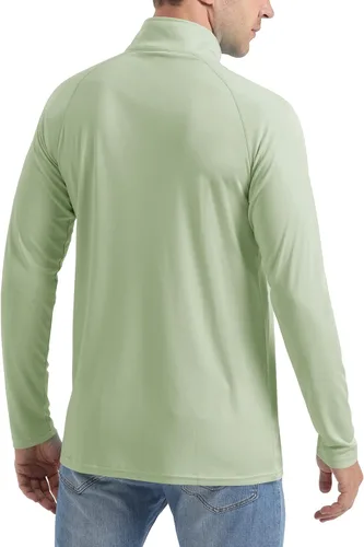 Vista 3 de CRYSULLY Camisas de pesca para hombre con protección solar UPF 50+ de manga larga y cremallera de 14