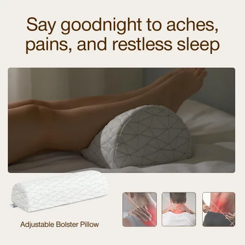 Vista 3 de Coop Home Goods Almohada de apoyo ajustable de cuatro posiciones, forma de media luna con relleno, almohada de rodilla de espuma viscoelástica