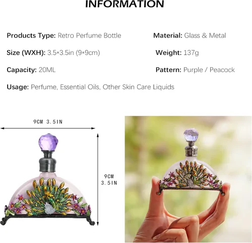Vista 6 de YU FENG 5ML rosa libélula y 20ML antiguo pavo real de lujo botella de perfume de cristal de cristal