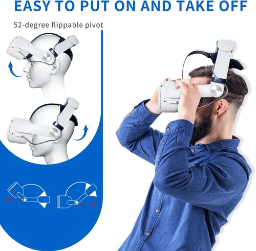 Vista 5 de Eslick Head Strap with 10000mAh Battery for Oculus Quest 2, Extended 8 Hrs of Playtime, RGB Light Fast Charging Elite Strap, Adjustable Head Strap