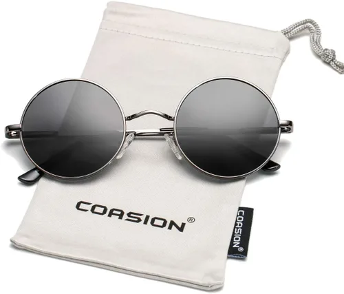 Vista 3 de COASION Gafas de sol polarizadas redondas retro con círculos UV400