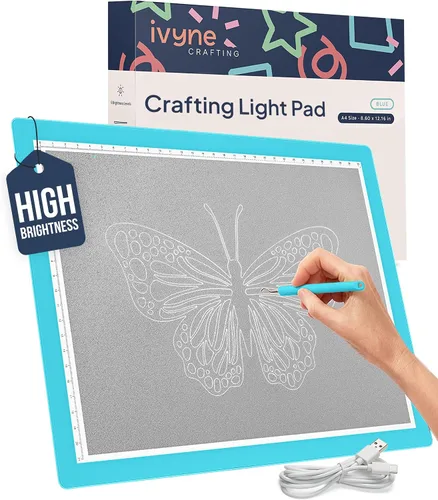 Vista 12 de iVyne Almohadilla de luz con cable para desmalezar vinilo, caja de luz A4 para dibujo, tablero de luz para trazar, caja de luz para pintura de Negro