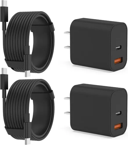 Vista 10 de Cargador para iPhone 17 16 15 de carga rápida, bloque de cargador de pared USB C de 20 W con cable tipo C a C de 6 pies para Apple iPhone 17/17