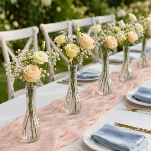 Vista 5 de Jarrones altos de cristal para centros de mesa, jarrón acanalado a granel a granel, moderno jarrones florales delgados de 8 pulgadas para decoración