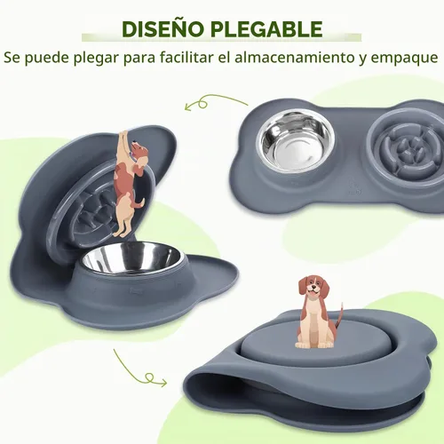 Vista 5 de Pecute Comedero Lento para Perros para Ralentizar la Alimentación, Tazón para Perros con Alimentador Lento sin Derrame con Alfombrilla de Silicona