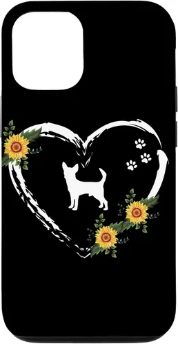 Vista 28 de Chihuahua With Paw Prints And Sunflower Heart On Black Case for iPhone 16