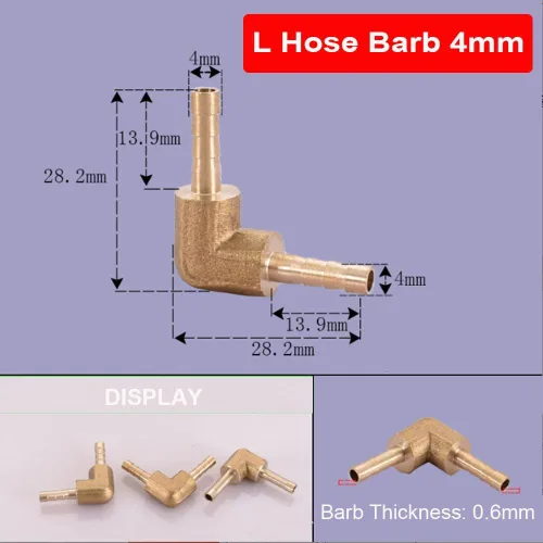 Vista 2 de Codo de púas de manguera de latón, conector de púas de latón de codo de 90 grados, ángulo recto L, con abrazaderas de acero inoxidable, paquete de 2
