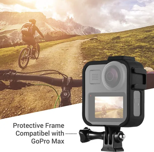 Vista 2 de Andoer Funda de cámara de acción para cámara de plástico con marco protector de carcasa de vlog con soportes dobles de zapata fría para cámara