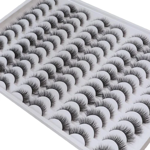 Vista 17 de Azenlo Pestañas postizas 48 pares, pestañas de visón sintético, pestañas tenues de 14mm, pestañas de ojo de gato esponjosas 3D, paquete al por