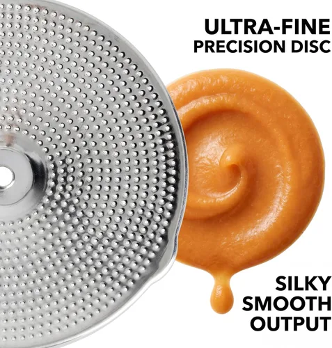 Vista 4 de Molinillo de Alimentos de Acero Inoxidable con 4 Discos Mejorado – Diseño Rotatorio Ergonómico para Salsa de Tomate, Puré de Manzana, Comida