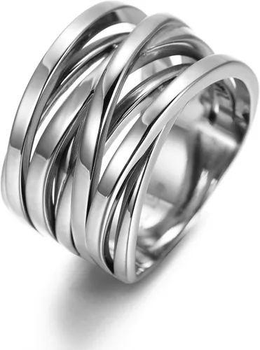Vista 9 de CIUNOFOR Realzadores de Anillo de 13.7mm Cruz para Mujeres, Anillo de Compromiso Declarativo para Hombres y Adultos Unisex, Anillo Chapado en Oro