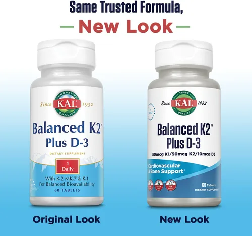 Vista 2 de KAL Balanced K2 Plus D-3 Tabletas, 100 mcg, 60