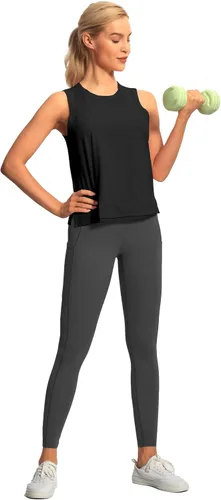 Vista 6 de Hiverlay Workout Tank Tops for Women Sleeveless Athletic Cropped Tank Top Sports Gym Muscle Running Shirts