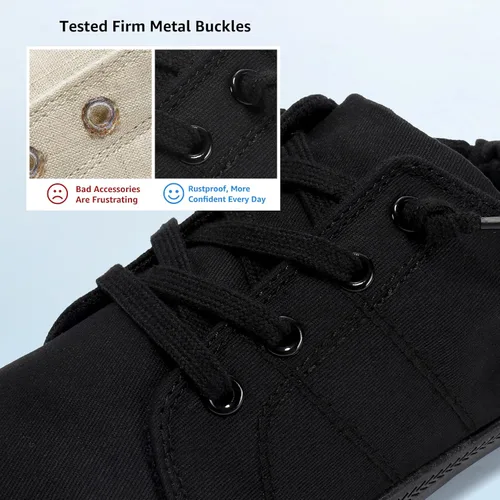 Vista 6 de STQ Zapatos deportivos sin cordones para mujer, cómodos zapatos de lona casuales Todo negro