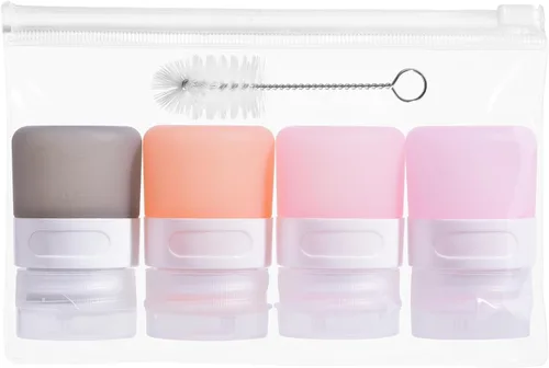 Vista 23 de MICEBAY Botellas exprimibles de condimentos para salsas, mini recipiente de silicona para aderezo de ensalada de 1 onza para llevar con bolsa