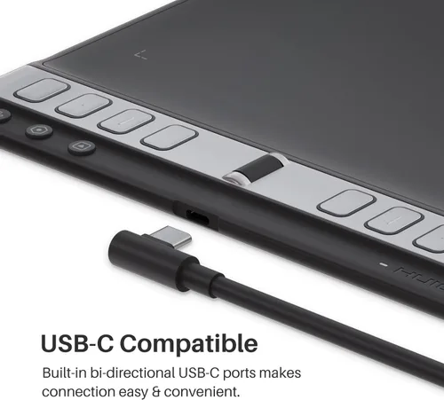Vista 5 de HUION Inspiroy - 2 tabletas de dibujo grandes con rueda de desplazamiento, 3 juegos de 8 teclas personalizadas, bolígrafo sin batería para arte