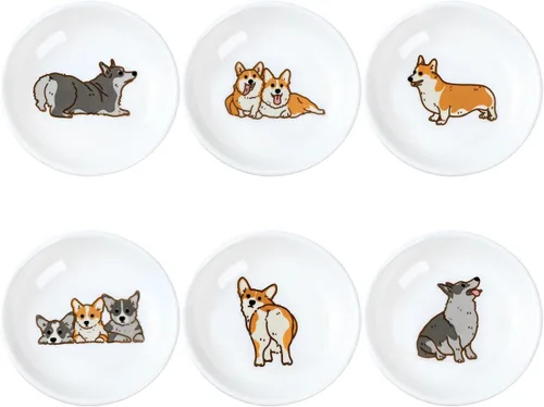 Vista 19 de Divertidos platos de cerámica con diseño de vaca y pájaro de caricatura, platos de condimentos, cuencos de sushi y soja, platos de aperitivo, platos