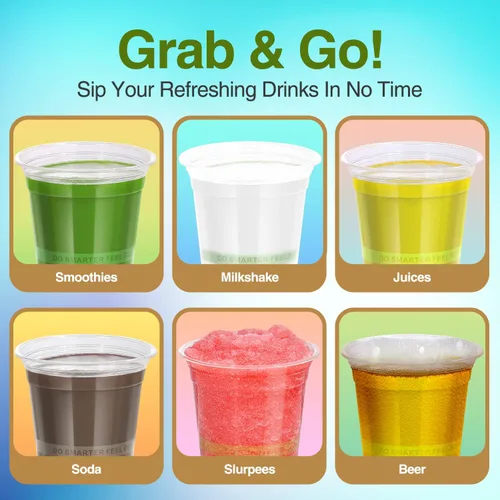 Vista 6 de Vasos de Plástico Transparente Compostables Ecológicos a Base de Plantas de 12 oz, Gruesos, Reutilizables, Desechables para Café Helado