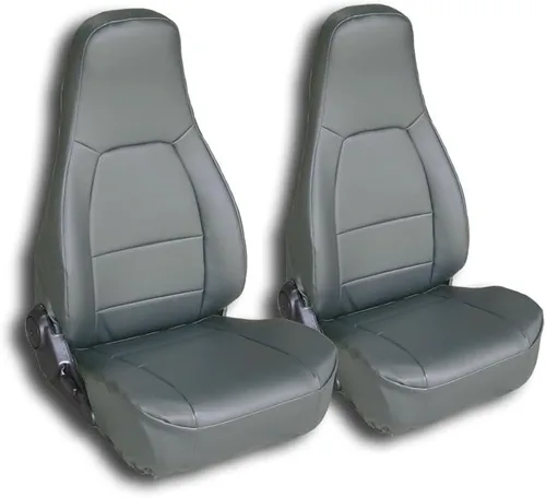 Vista 9 de Iggee Diseñado para Mazda Miata 1990-1997 de cuero artificial, ajuste personalizado, 2 fundas de asiento delantero (par) (beige)