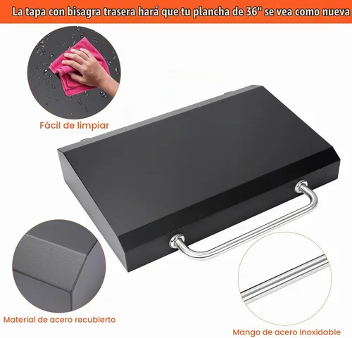 Vista 7 de Cubierta para parrilla Blackstone de 28 pulgadas con capucha con bisagras, cubierta de parrilla dura para exteriores, compatible con los modelos