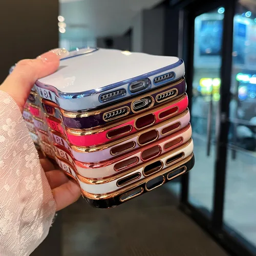 Vista 4 de ZTOFERA Funda para iPhone 11 de 6.1 pulgadas, bonita funda con marco ondulado rizado con patrón de corazón de amor, borde chapado de lujo