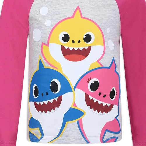 Vista 5 de Nickelodeon Baby Shark - Conjunto de camisa de manga larga y pantalón deportivo para bebés, niños pequeños y niños pequeños, color rosagris