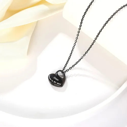 Vista 4 de VIUJUH Cremation Urn Necklace for AshesForever In My Heart Carved LocketStainless Steel Keepsake Urn JewelryWaterproof Memorial Pendant for Mom