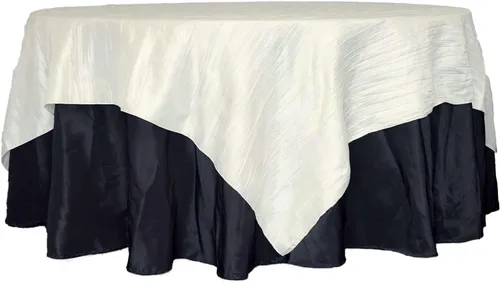 Vista 28 de Efavormart - Mantel cuadrado de tafetán arrugado de acordeón beige de 72 x 72 pulgadas