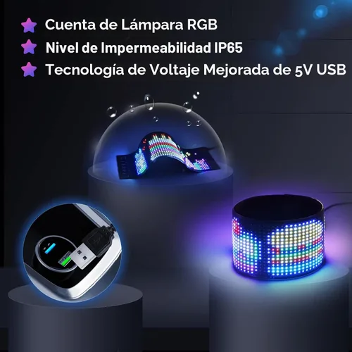 Vista 4 de GOTUS - Letrero LED programable, letreros digitales flexibles de desplazamiento, letrero LED para coche, control por aplicación Bluetooth, diseño