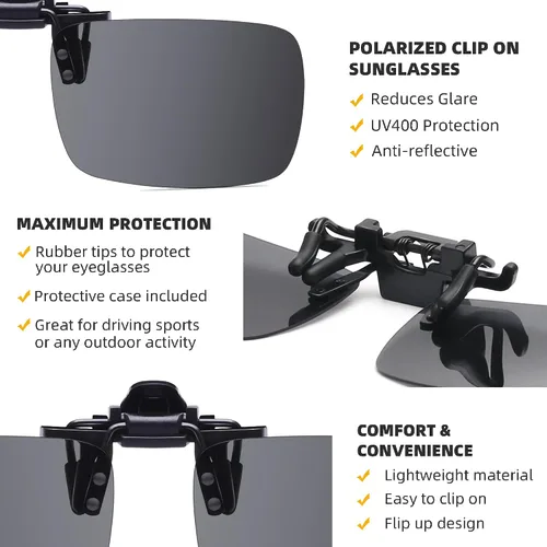 Vista 6 de LADEESSE 4-Pack Polarized Clip-On Sunglasses for Women Men,Over Prescription Glasses with UV Protection