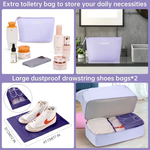 Vista 3 de Bolsa de viaje para mujer y hombre, púrpura, (E-Purple), Bolsa de fin de semana con puerto de carga USB