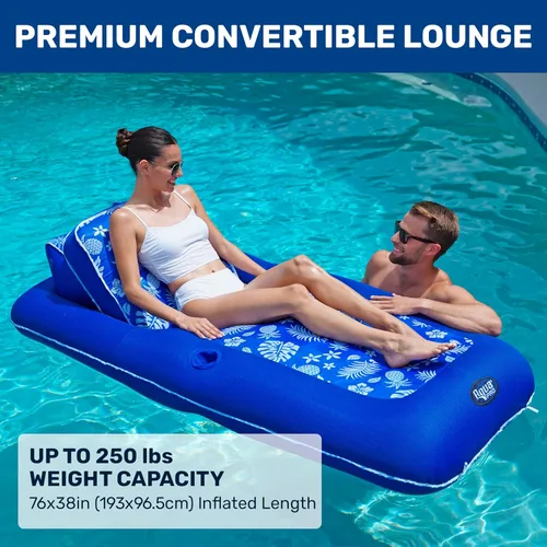 Vista 2 de Aqua Campania Ultimate - Flotador de piscina 2 en 1 – Extra grande – Flotadores inflables de piscina para adultos con respaldo ajustable