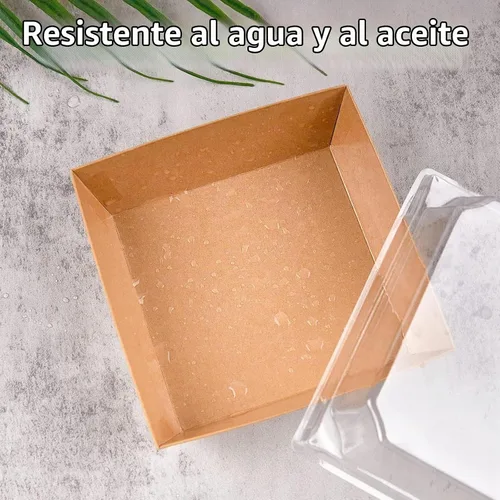 Vista 4 de Kucoele Paquete de 50 cajas pequeñas de embutidos de 4 pulgadas con tapas Marrón