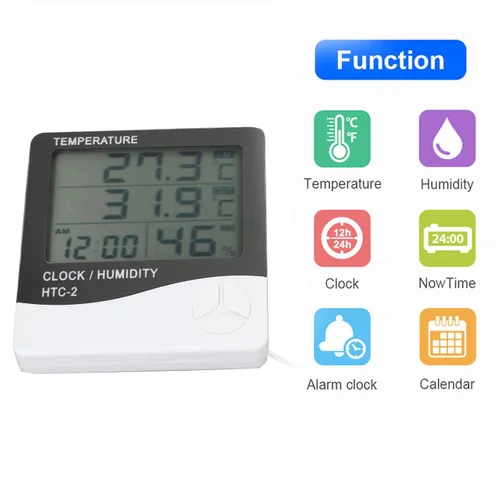 Vista 3 de Termómetro higrómetro para interiores y exteriores, temperatura digital, pantalla LCD, medidor de humedad, medidor de humedad, herramientas